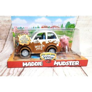 Vintage Chevron Maddie Mudster Collectible Toy Car with Pig Finger Puppet